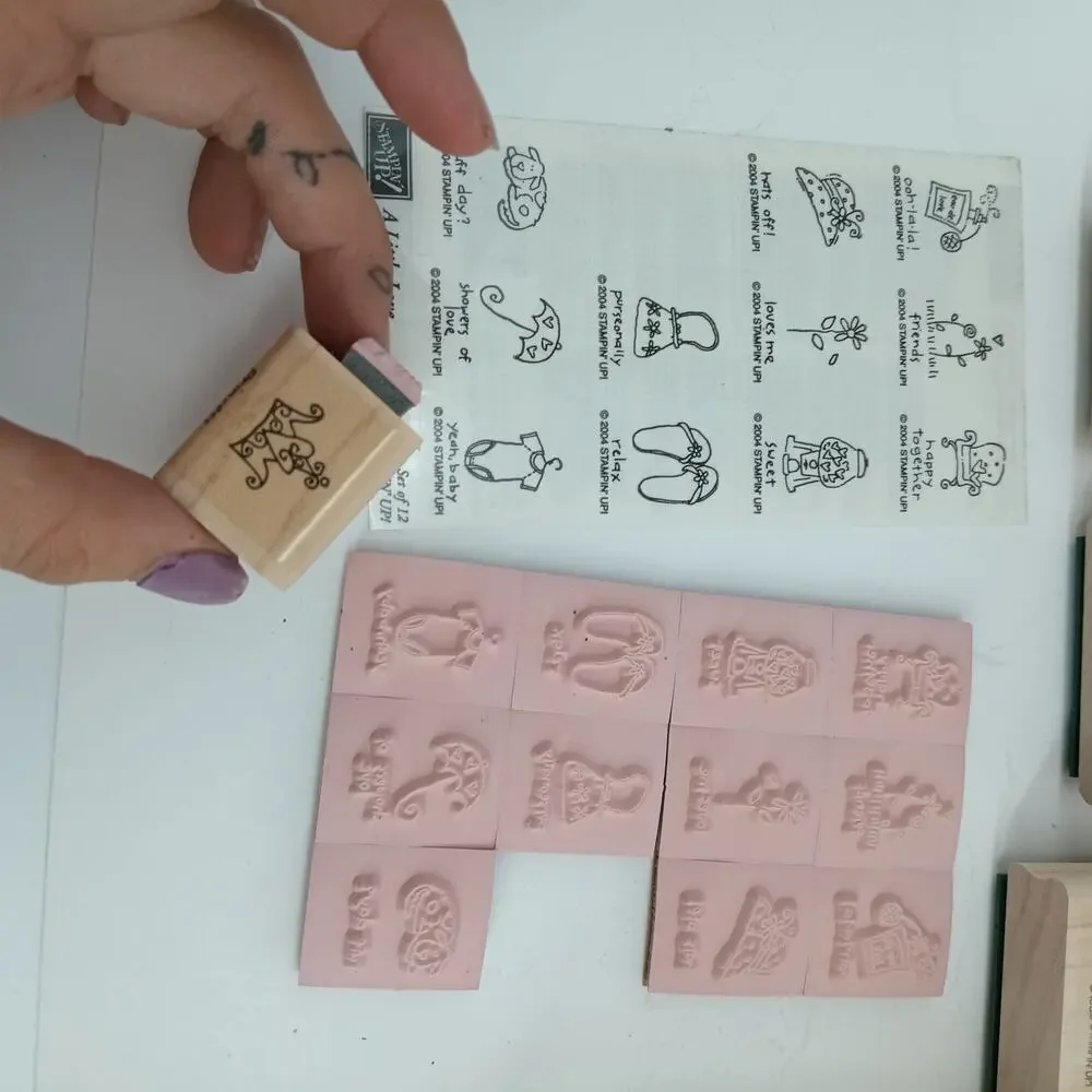 Rubber Stamp Lot 46+ Christmas Kids Shapes Wood Craft